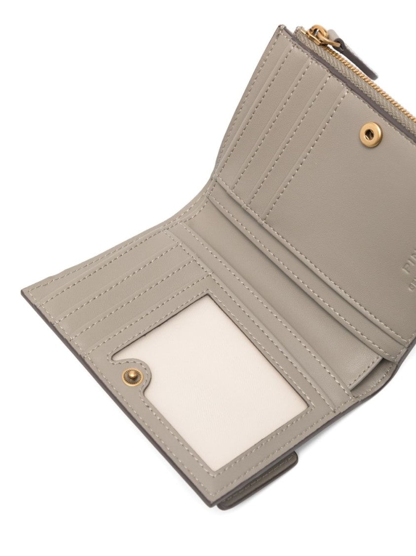 Pinko Beige Vitello Leather Wallet With Flap Closure