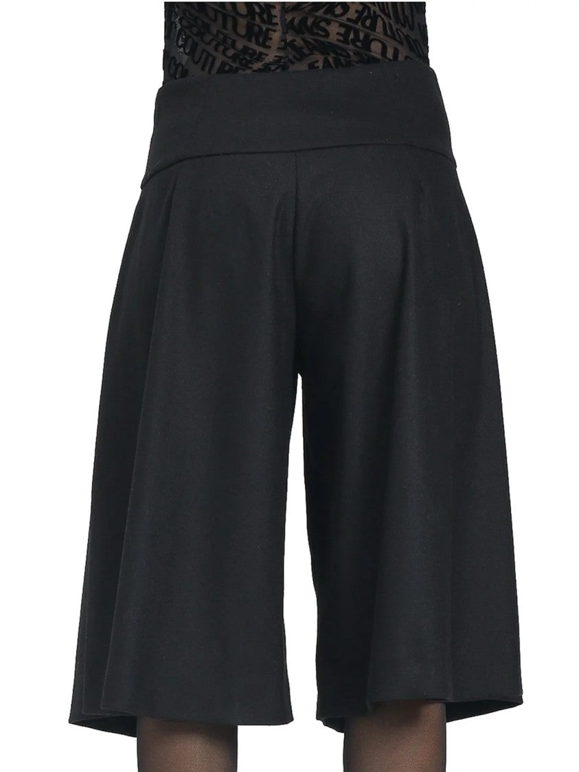 Versace Jeans Couture Black Wool-Blend Buckle Shorts