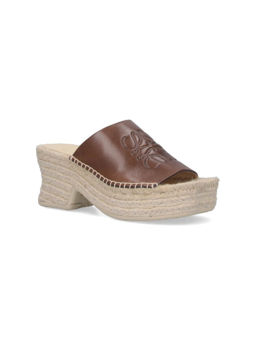 Loewe X Paula's Ibiza "Anagram" Wedges In Brown Calfskin