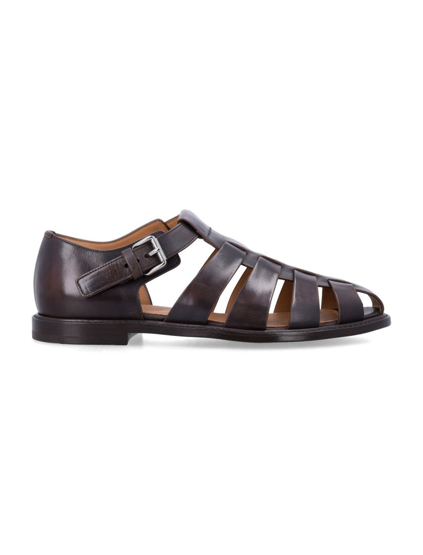 Church's Fisherman Leather Silver Buckle Cage Sandals