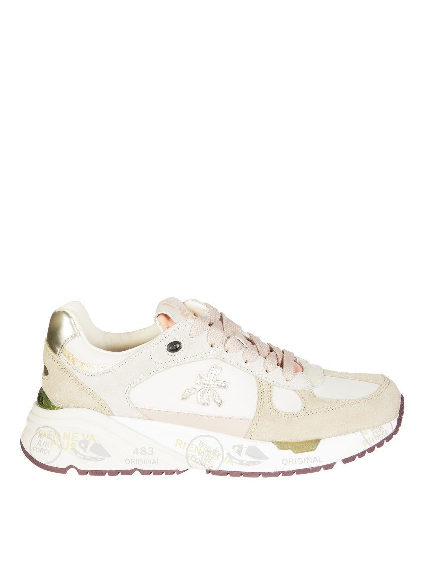 Premiata Beige Sneakers With Distinctive Logo Detail