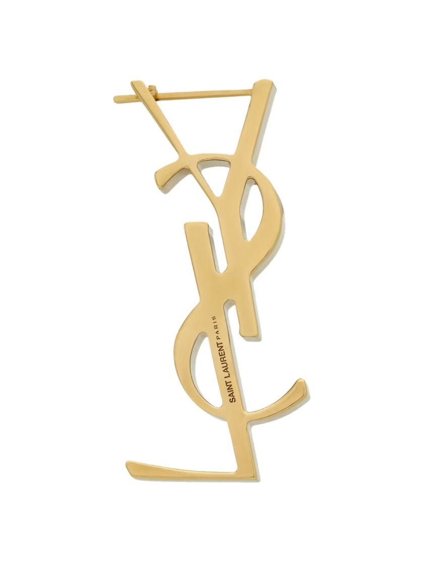 Saint Laurent Cassandre Interlocking Brass Earring
