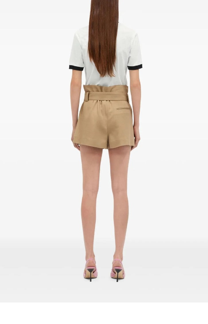 Msgm Tailored Beige Bermuda Shorts With Belted Waist