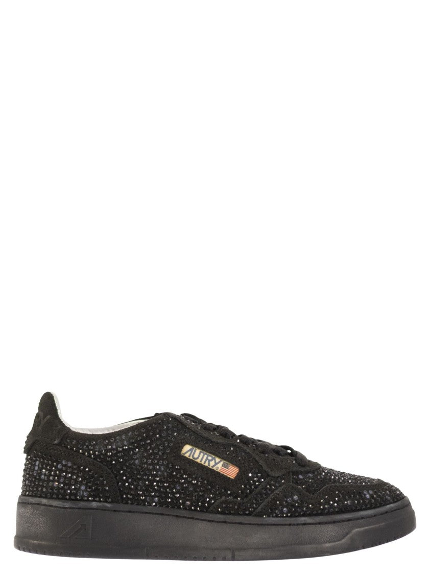Autry Medalist Low - Suede Trainers With Rhinestones