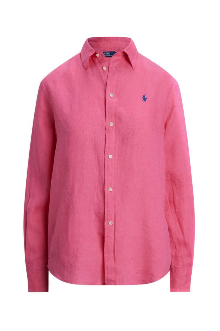 Polo Ralph Lauren Fuchsia Linen Button-Down Shirt With Relaxed Fit