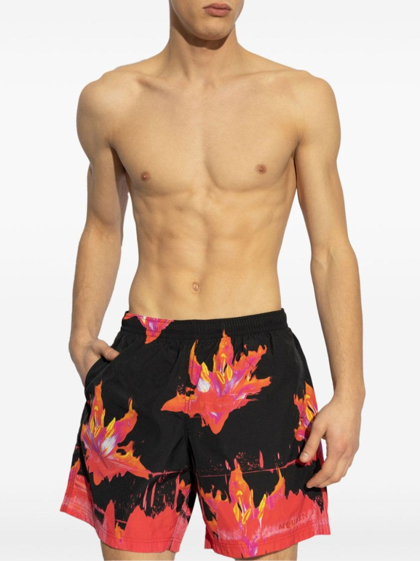 Alexander Mcqueen Black/Red Swim Shorts