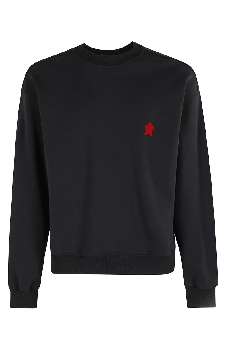 A Paper Kid Cropped Black Sweatshirt With Ribbed Cuffs