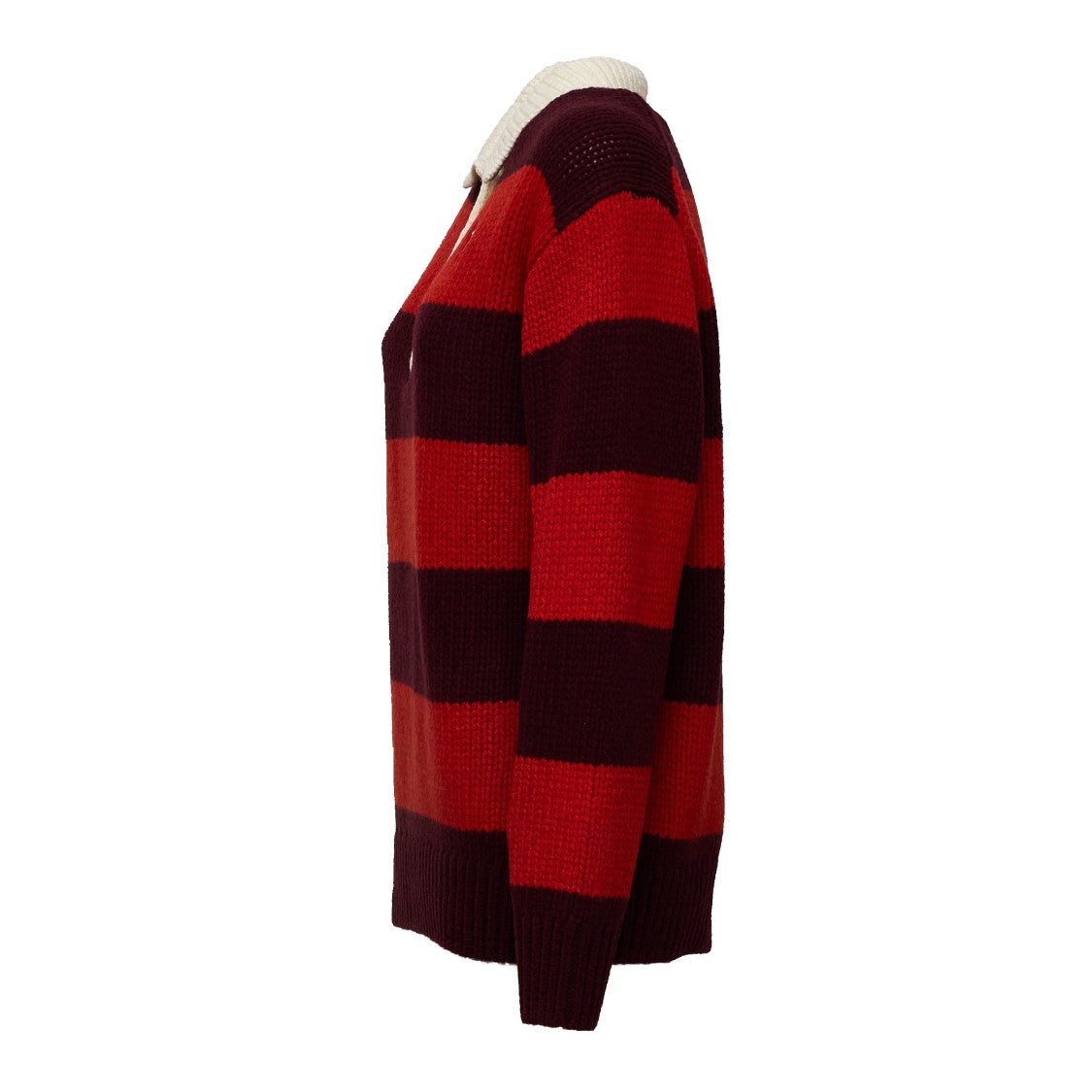 Polo Ralph Lauren Striped Ribbed Wool Oversized Polo Sweater