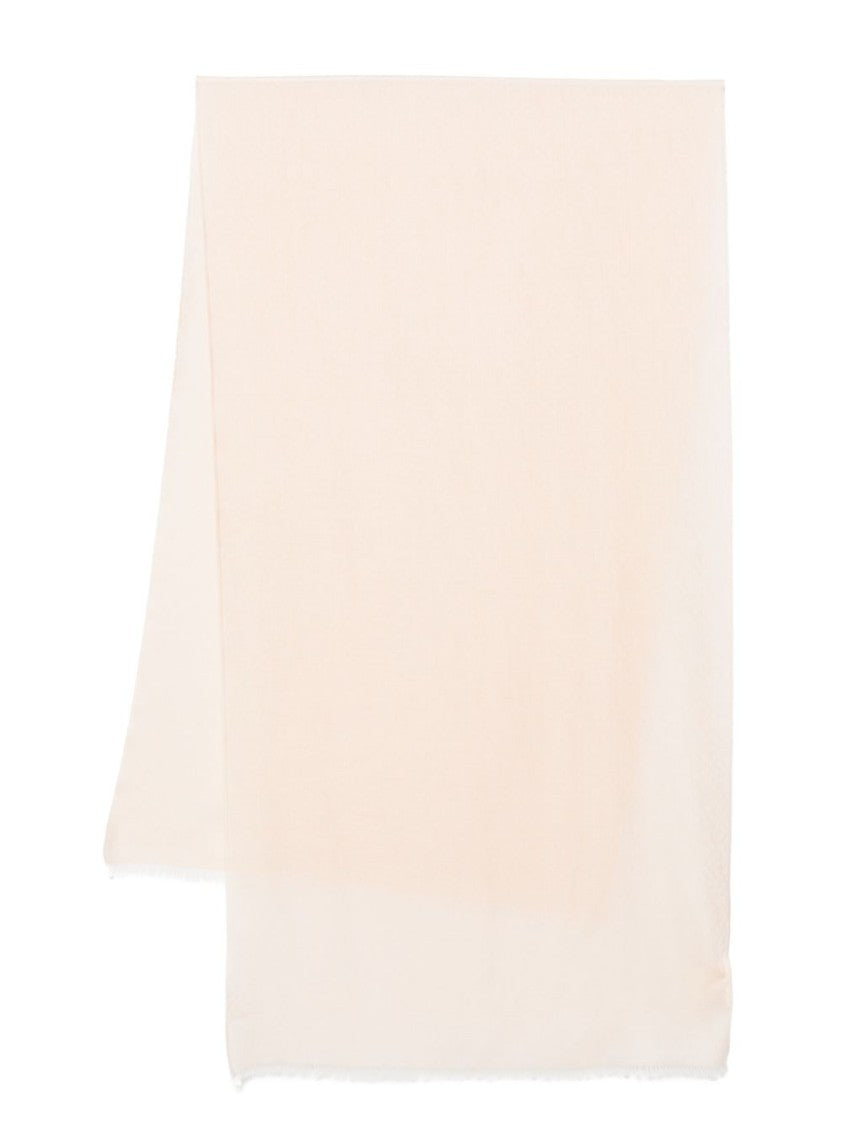 Fendi Jacquard Motif Pink Scarf With Fringed Edges