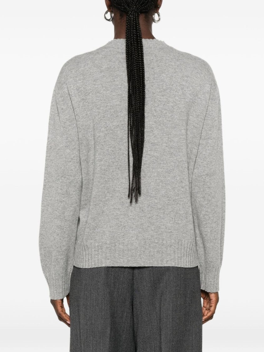 Fabiana Filippi Grey Heathered Knit Ribbed Sweater