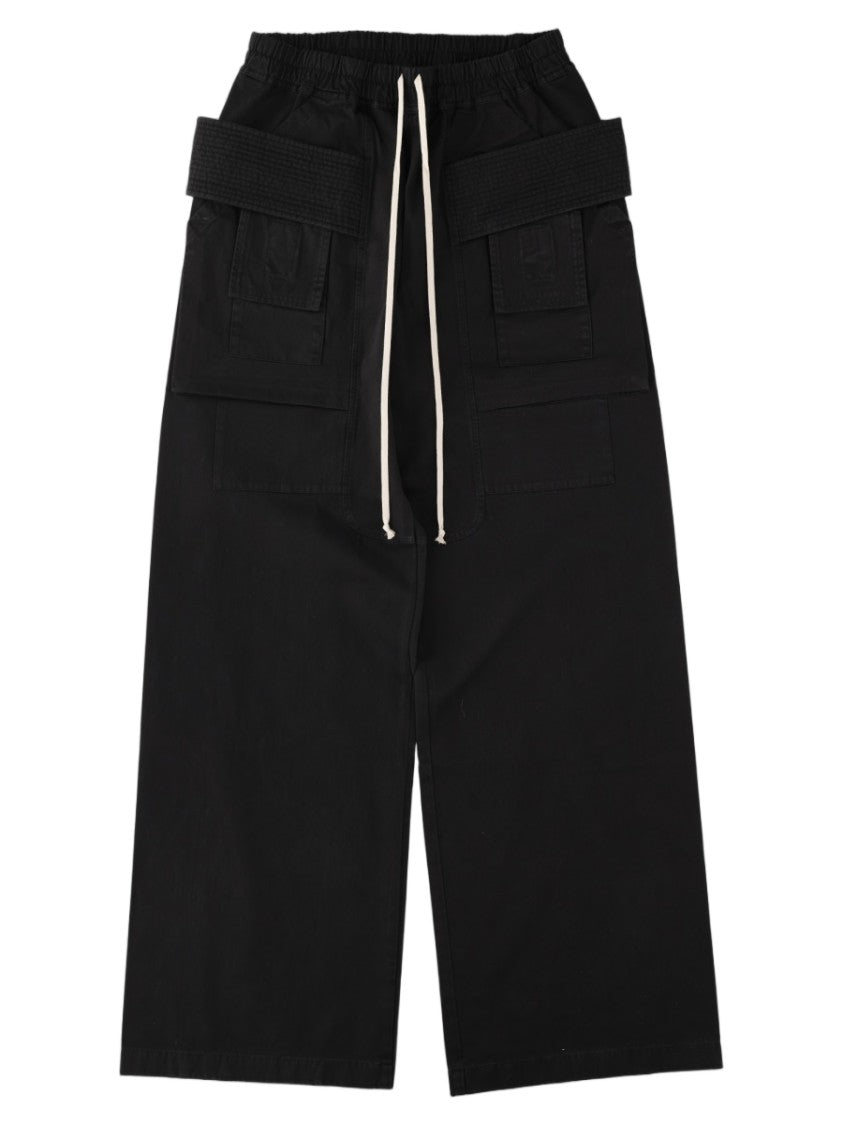 Drkshdw By Rick Owens Black Contrast Drawstring Wide-Leg Cotton Pants