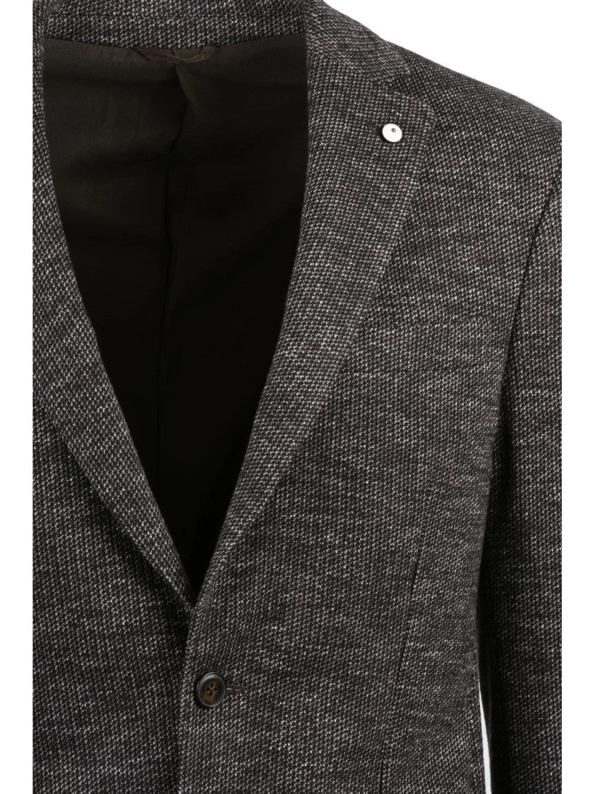 L.B.M. 1911 Tailored Rounded Jacket With Textured Knit Fabric