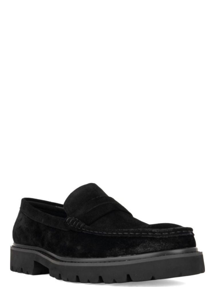 Sergio Moretti Black Suede Leather-Lined Loafers
