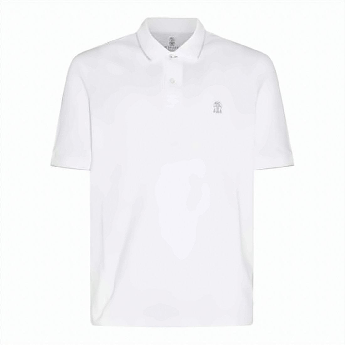 Brunello Cucinelli White Short-Sleeve Polo Shirt