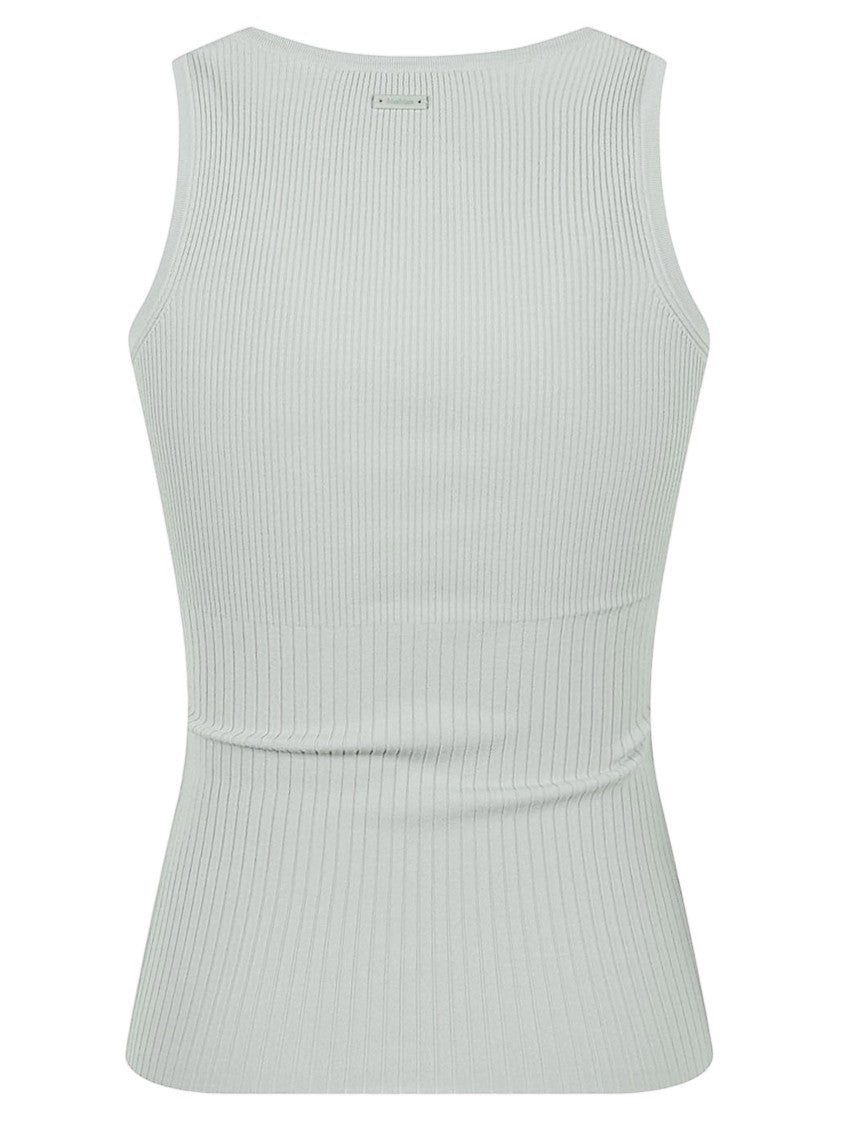 Max Mara Sleeveless Ribbed Knit Top With Scoop Neckline