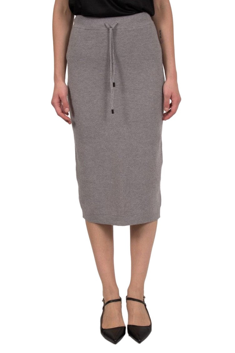 Peserico Grey Crepe Midi Skirt