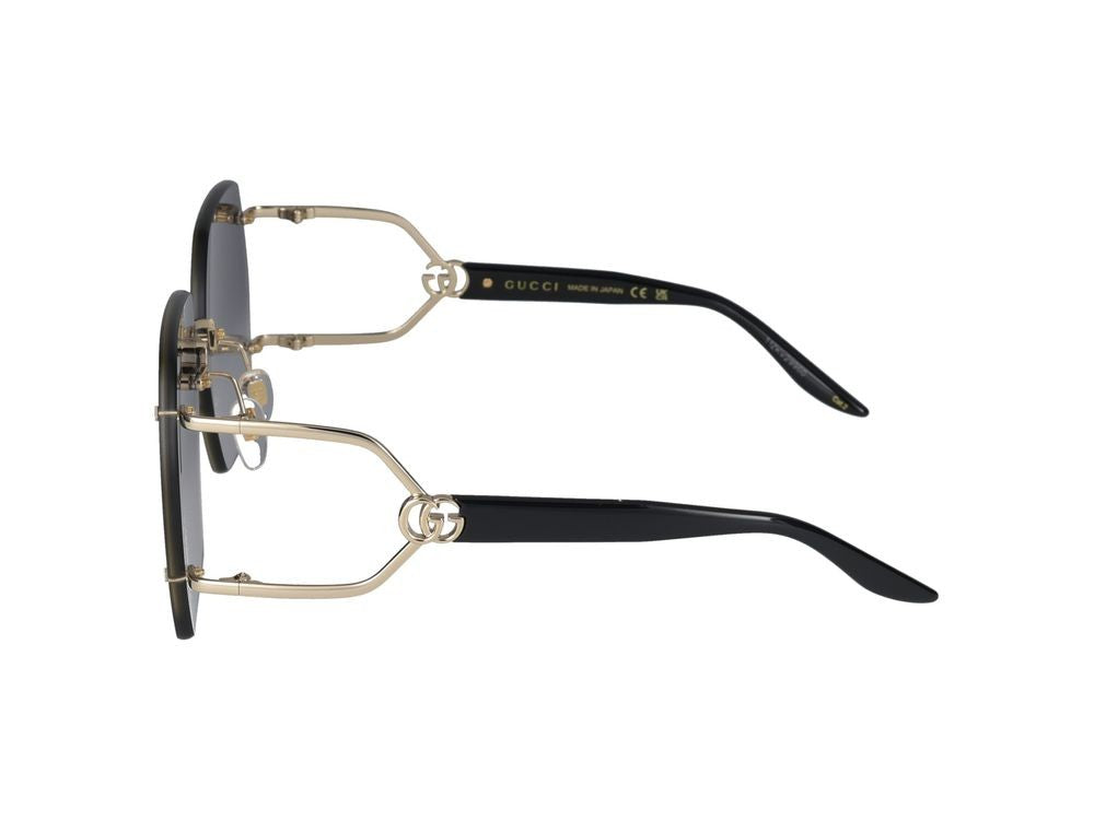 Gucci Gold Gg1562s Oversized Square Metal Sunglasses