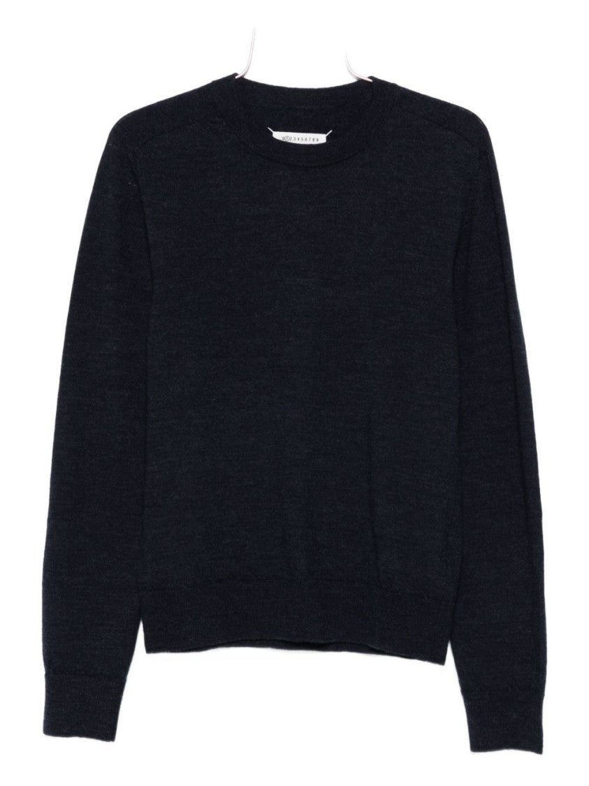 Maison Margiela Classic Crew Neck Sweater With Suede Elbow Patches
