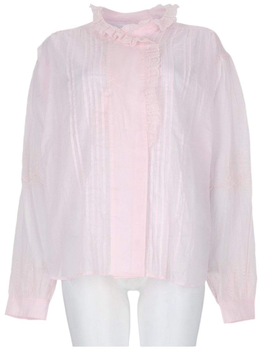 Isabel Marant Étoile Leota Ruffled Lace Trim Cotton Blouse