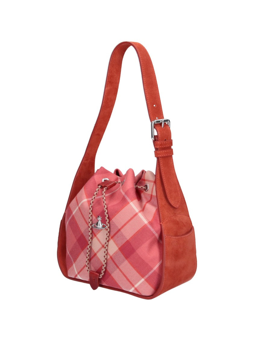 Vivienne Westwood Pink Anita Plaid Wool Bucket Bag