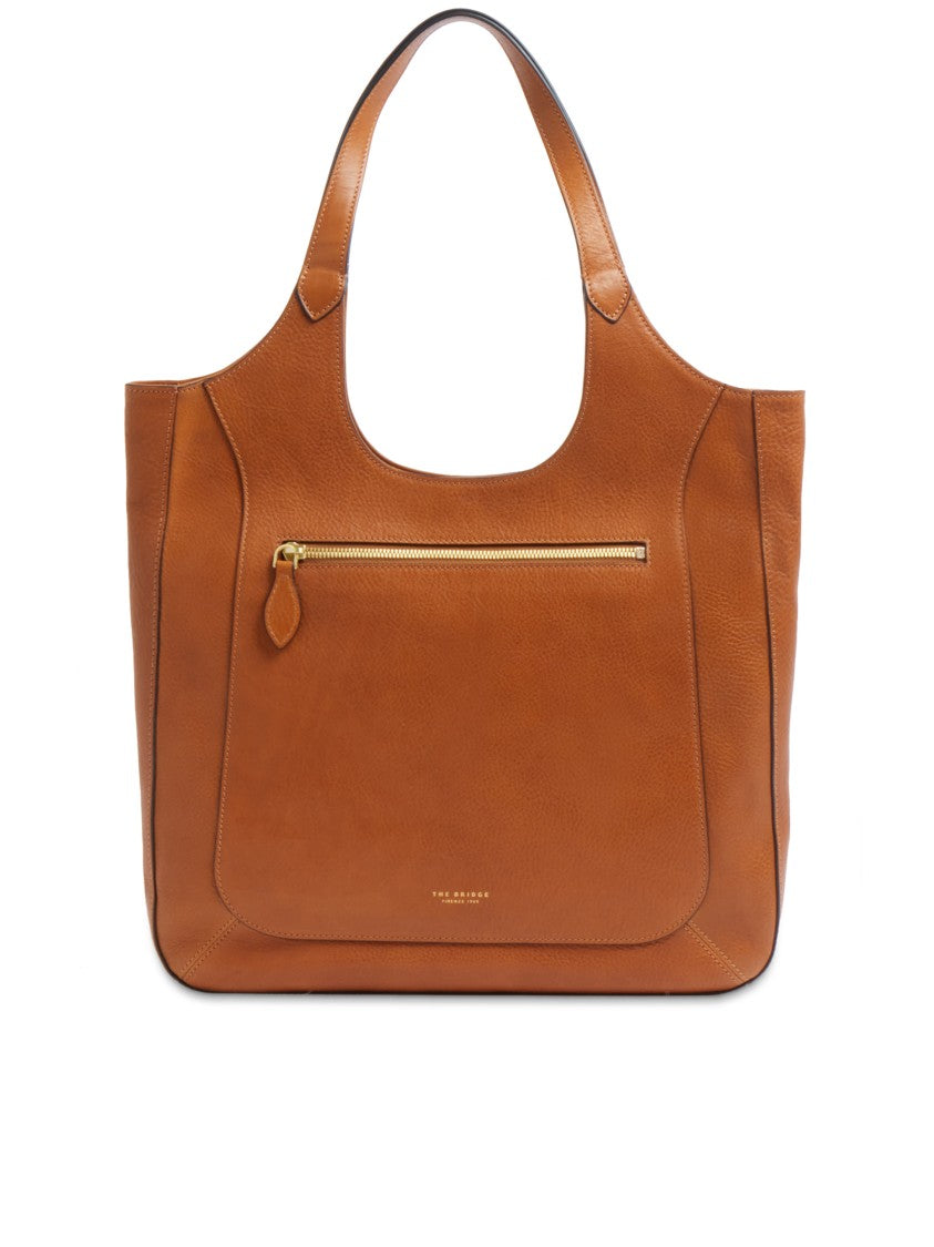 The Bridge Spacious Leather Tote Bag With Gold-Tone Zipper