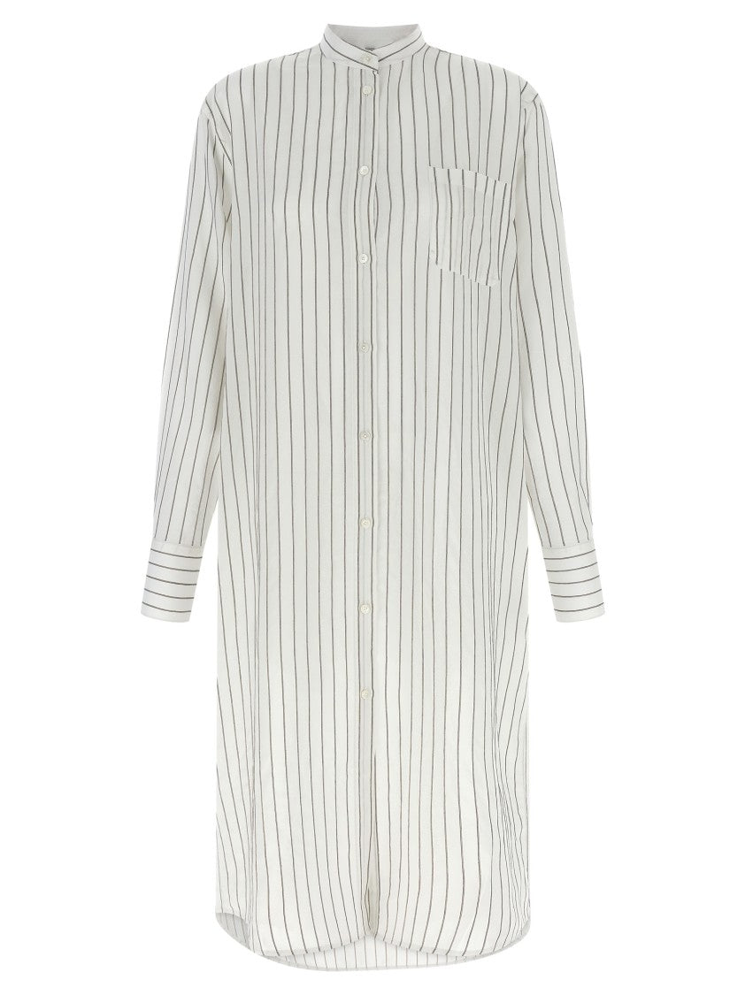 Totême Vertical Striped Chemisier Midi Caftan Dress