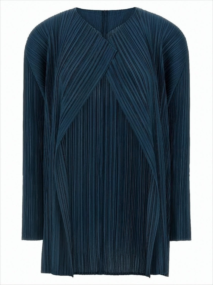 Pleats Please Pleated Design Open Front Cardigan