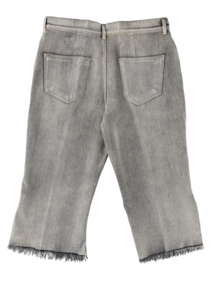 Rick Owens Bolan Cutoffs Mid-Length Frayed Cotton Denim Shorts