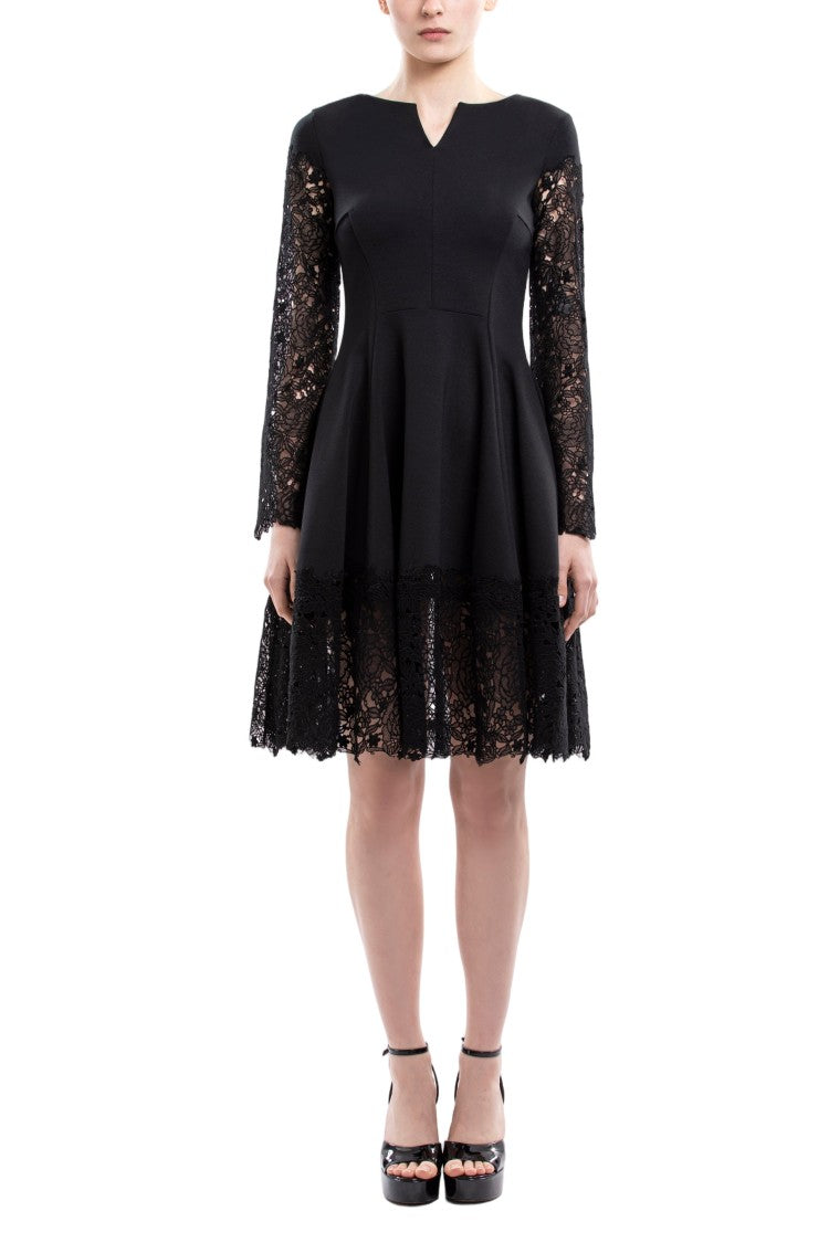 Saiid Kobeisy Jet Black Lace Mini Dress With Intricate Detailing