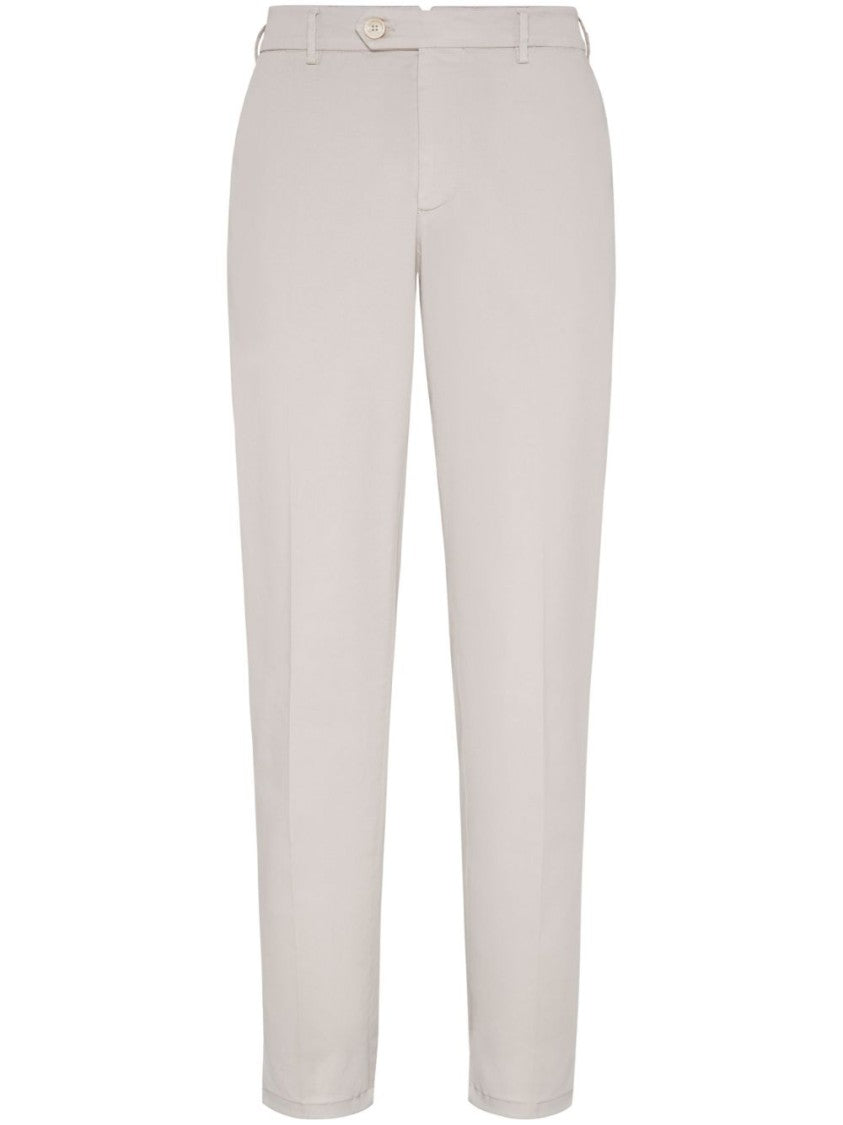 Brunello Cucinelli Tailored Beige Trousers With Concealed Fastening