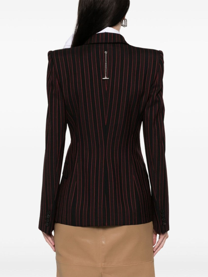 Alexander Mcqueen Tailored Black Blazer With Pinstripe Detail