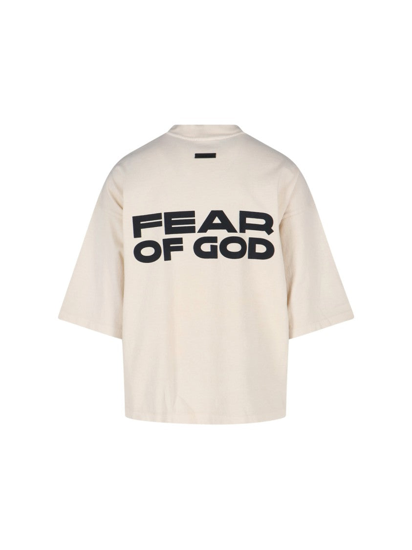 Fear Of God Cream Cotton T-Shirt With Logo Detailing