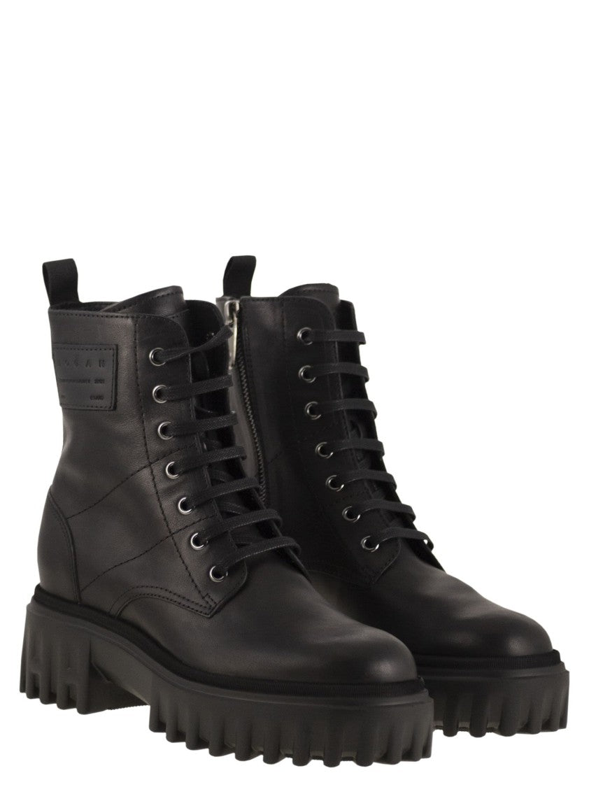 Hogan H700 - Leather Combat Boots