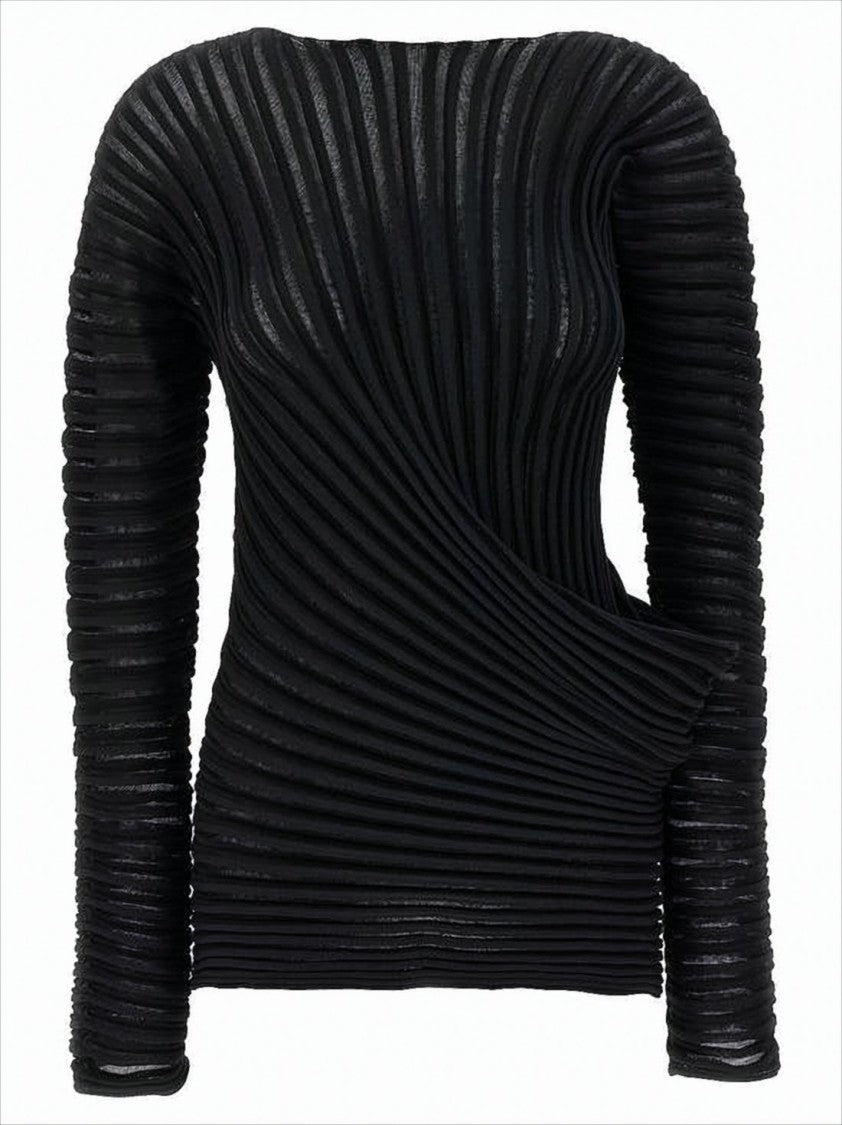 Issey Miyake Textured Long-Sleeve Top With Draped Detail