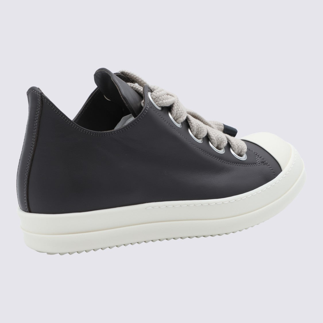 Rick Owens Black Leather Mega Laces Sneakers