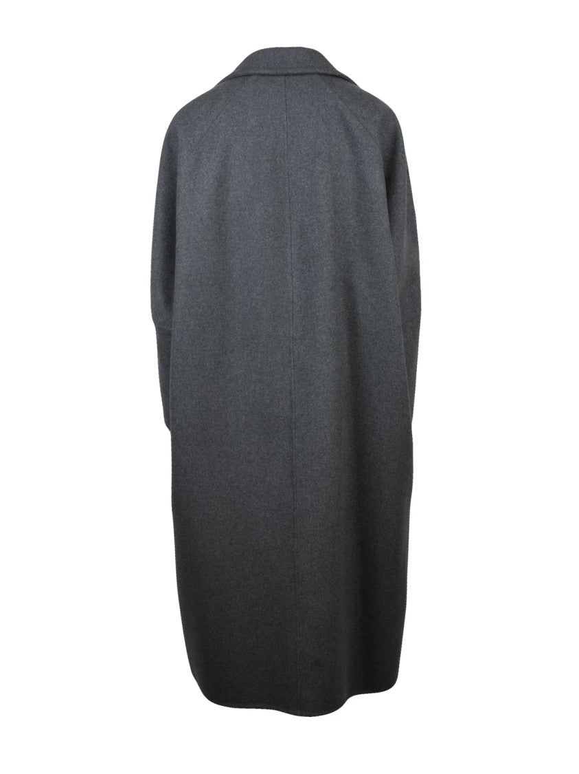 Max Mara Open-Front Wool Cashmere Coat With Wide Lapels And Flap Pockets