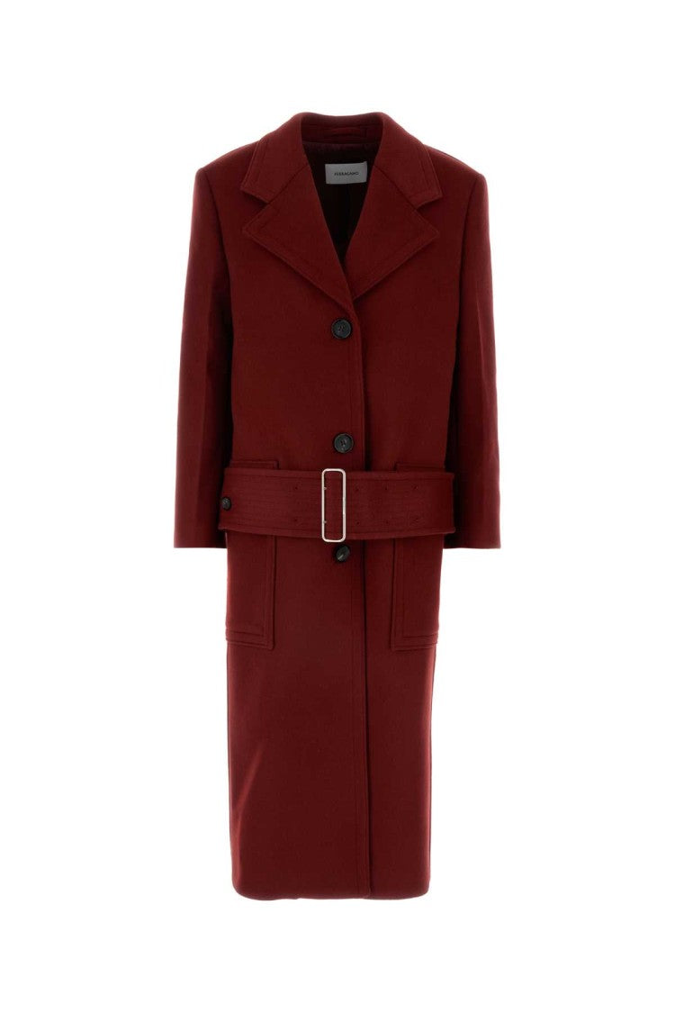 Salvatore Ferragamo Tiziano Red Wool Blend Coat