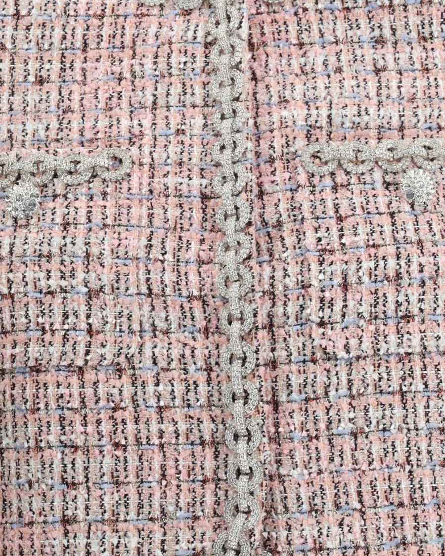 Self-Portrait Pink Bouclé Fur Cuff Jacket