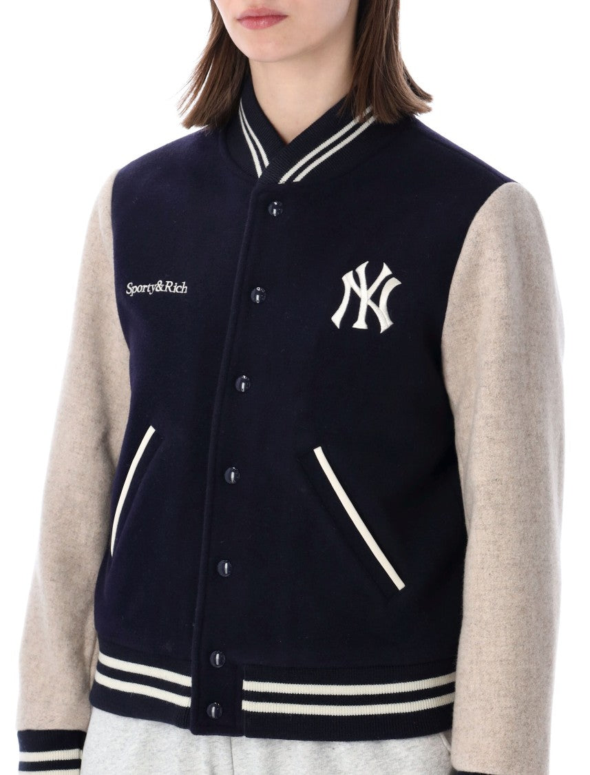 Sporty And Rich Yankees Curve Short Varsity Jacket
