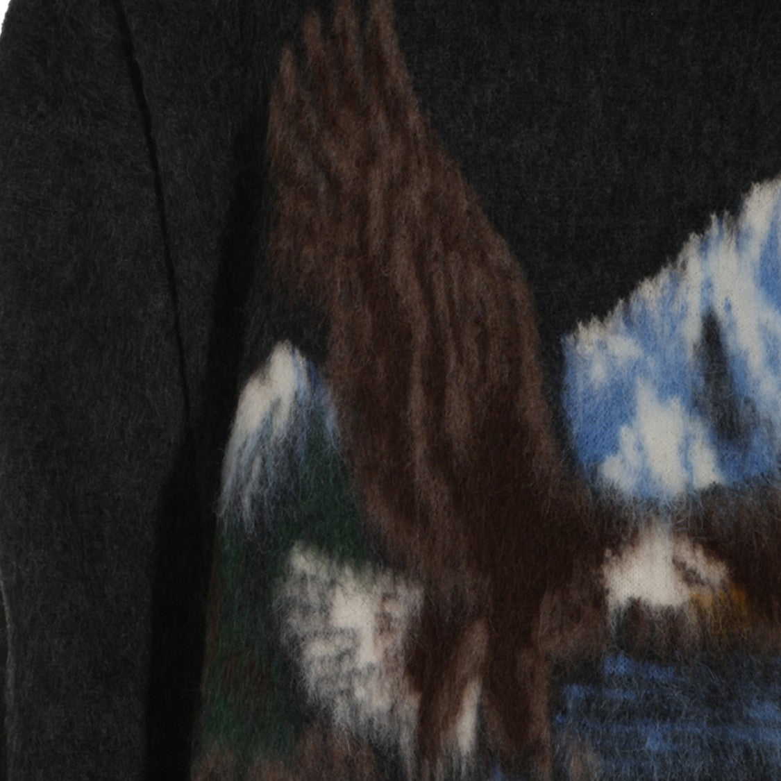 Maison Margiela Eagle Print Wool Blend Sweater With Ribbed Detailing