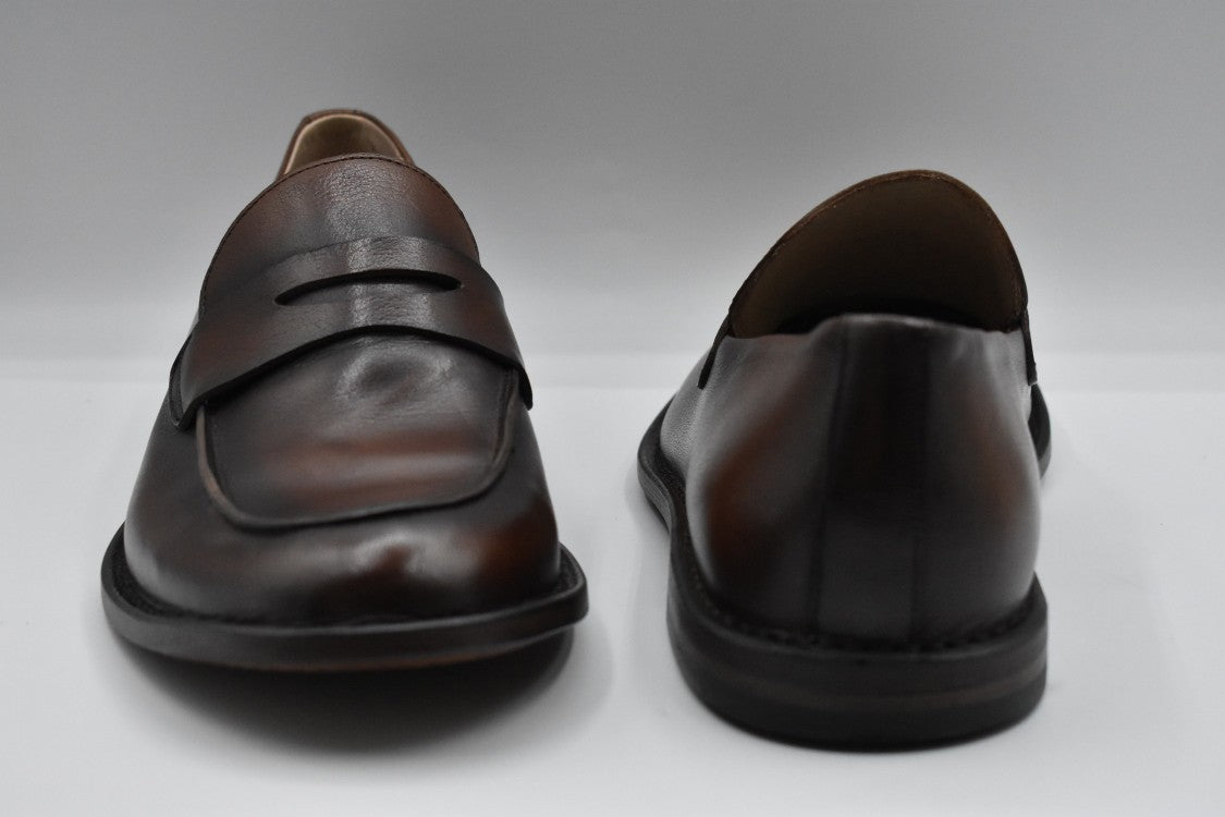 Pantanetti Polished Brown Leather Loafers