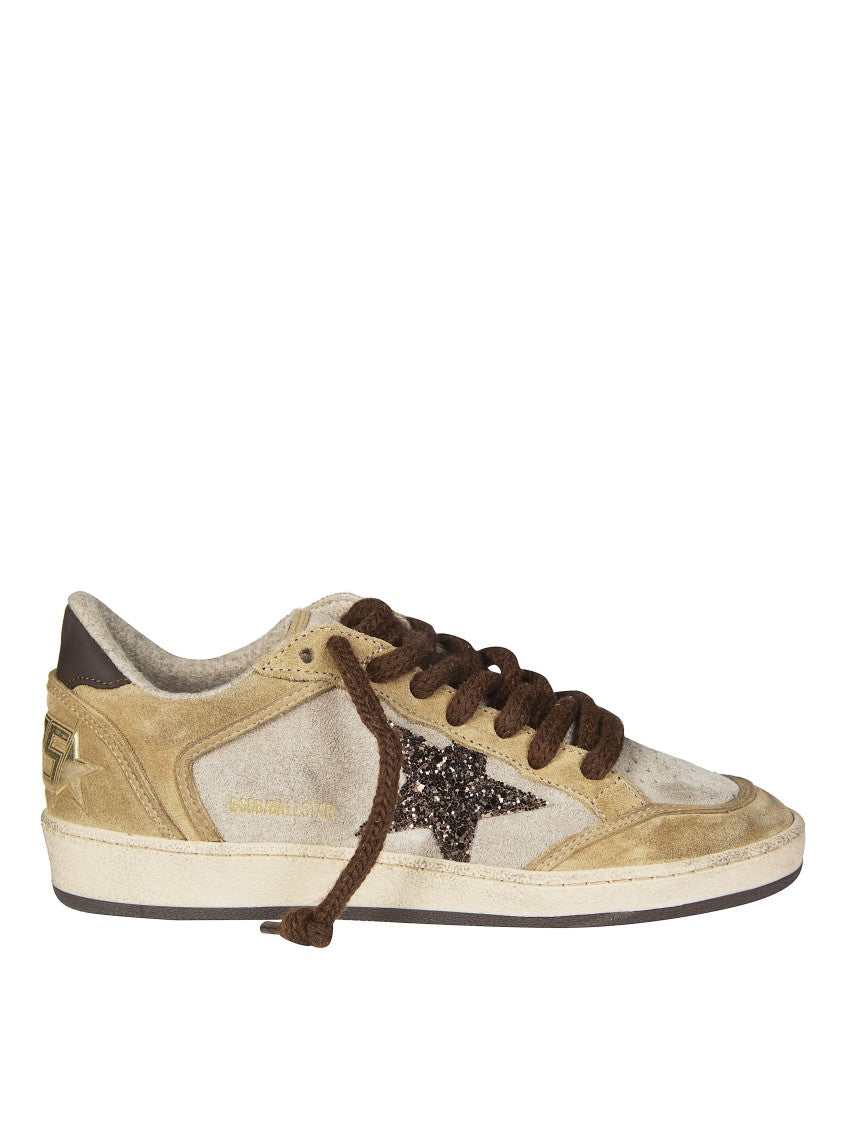 Golden Goose Brown Suede Glitter Star Sneakers
