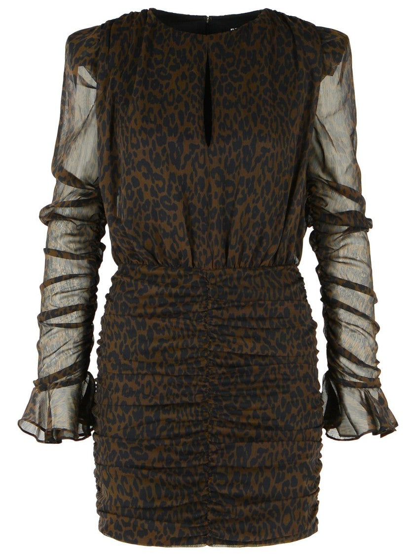 Rotate Brown Leopard Star Print Mini Dress