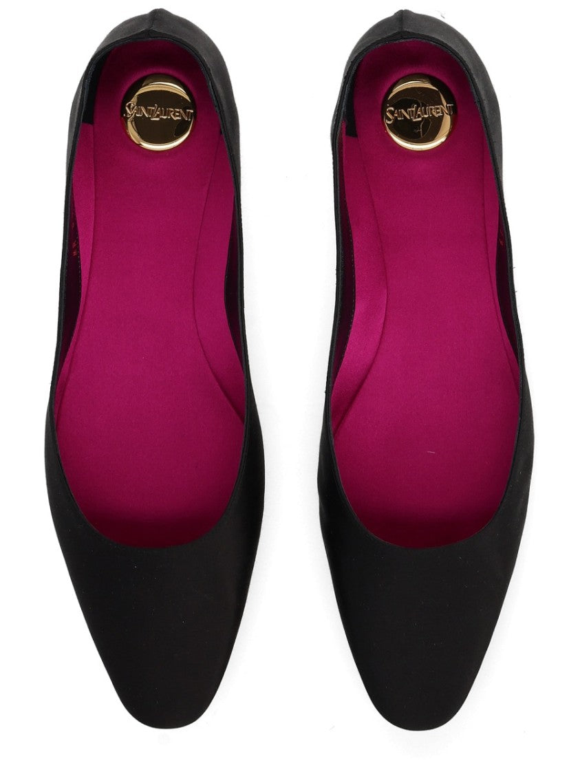 Saint Laurent Magenta Crepe Satin Lou Pointed Flats