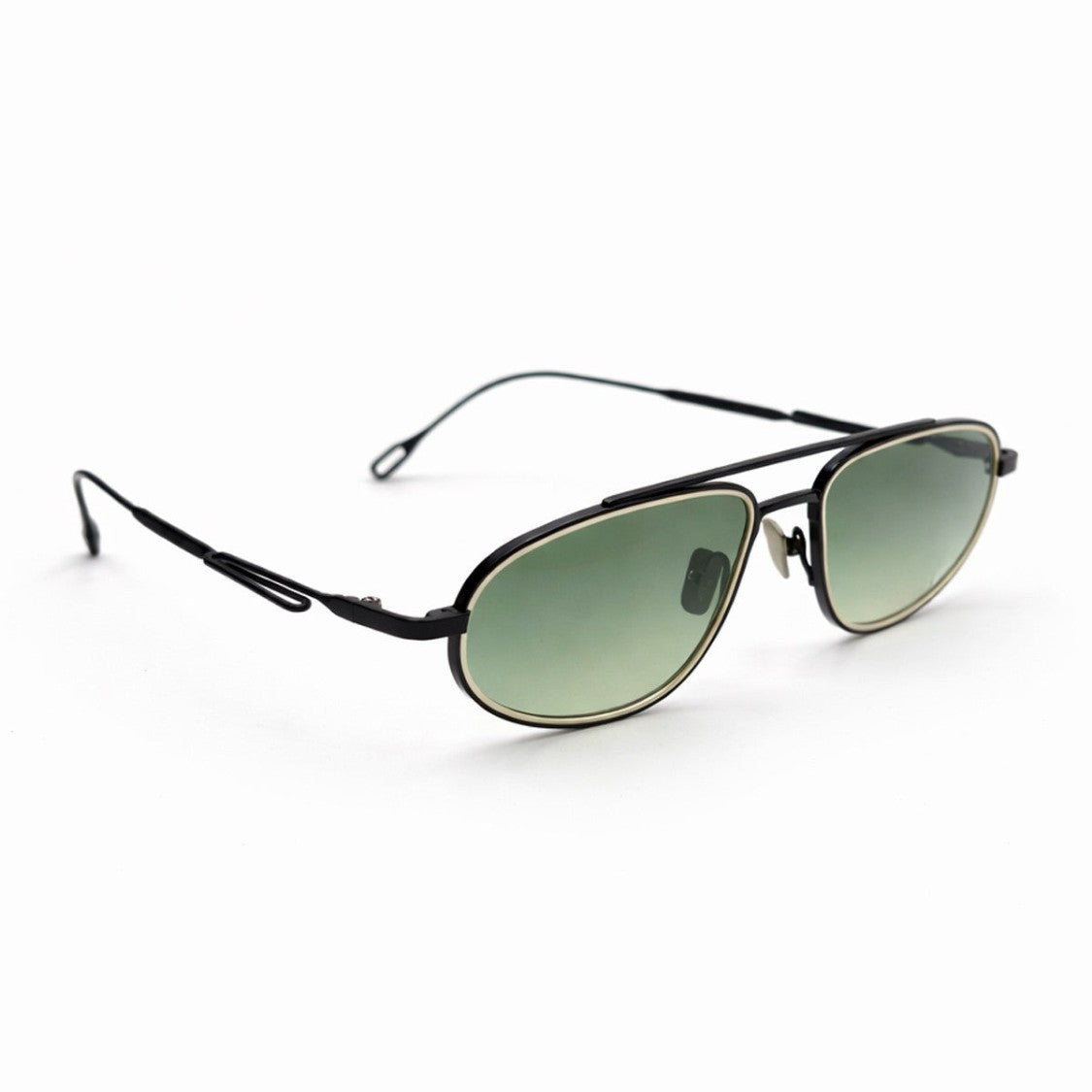 Capote Eyewear Satin Black C009 Paper Clip Titanium Rectangular Sunglasses