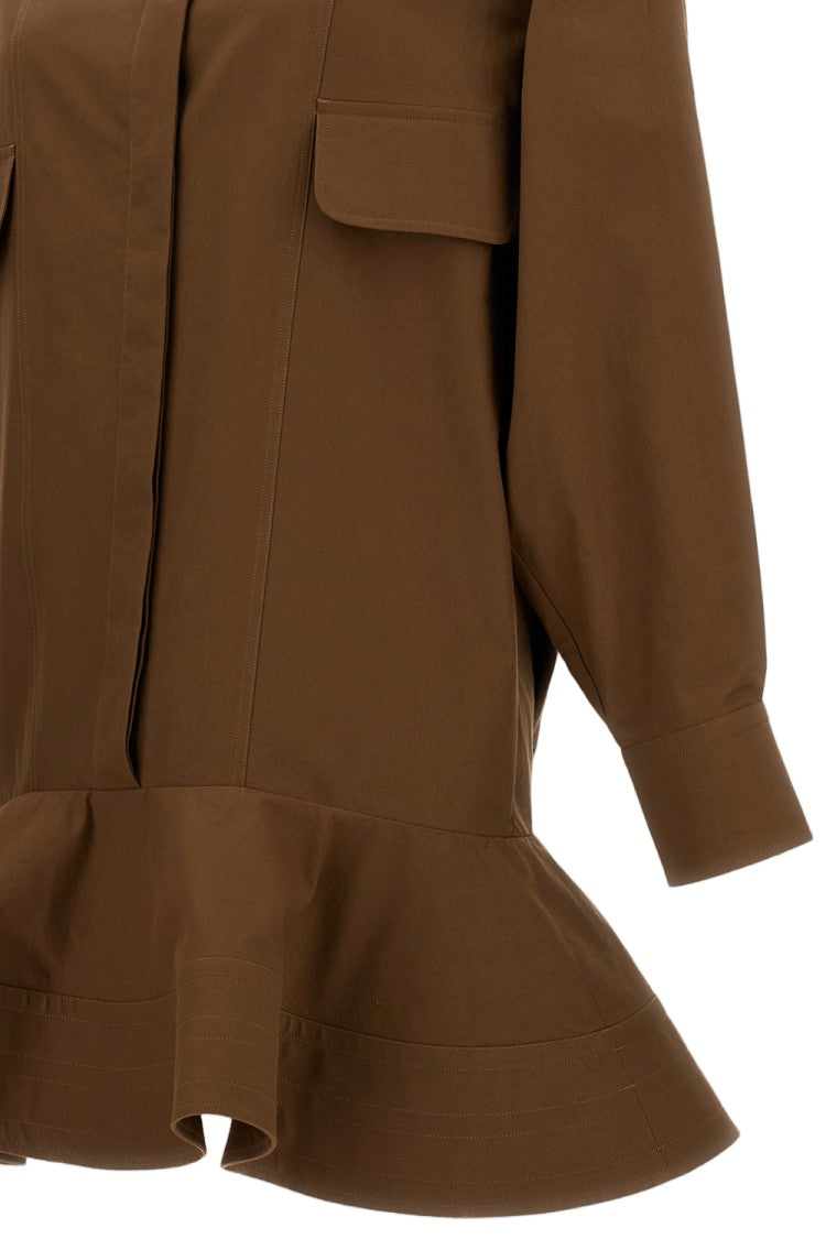 Stella Mccartney Structured Washed Cotton Peplum Shirt Dress