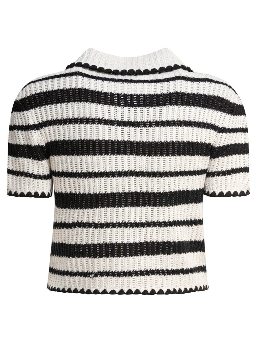 Self-Portrait Cropped Knitwear Cardigan With Scalloped Edges