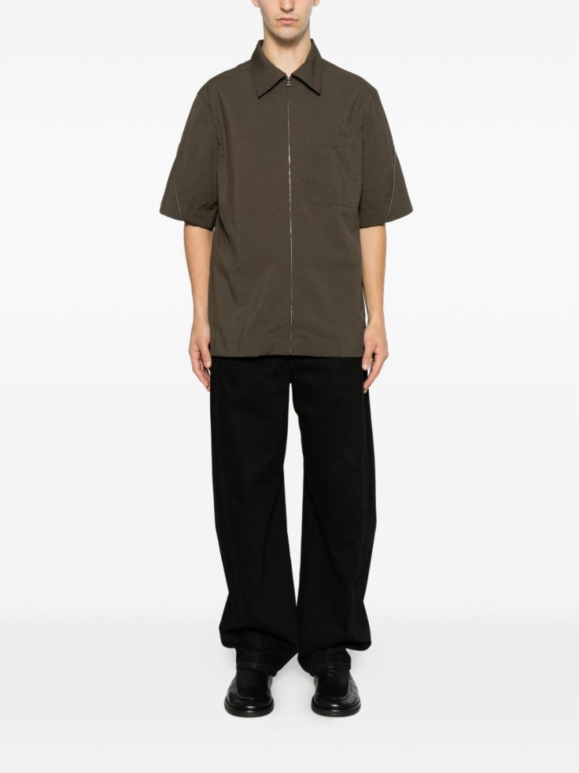 Givenchy Boxy Short-Sleeve Zipper Shirt