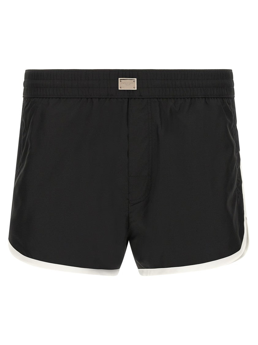 Dolce & Gabbana Technical Fabric Swimsuit With Contrasting Piping
