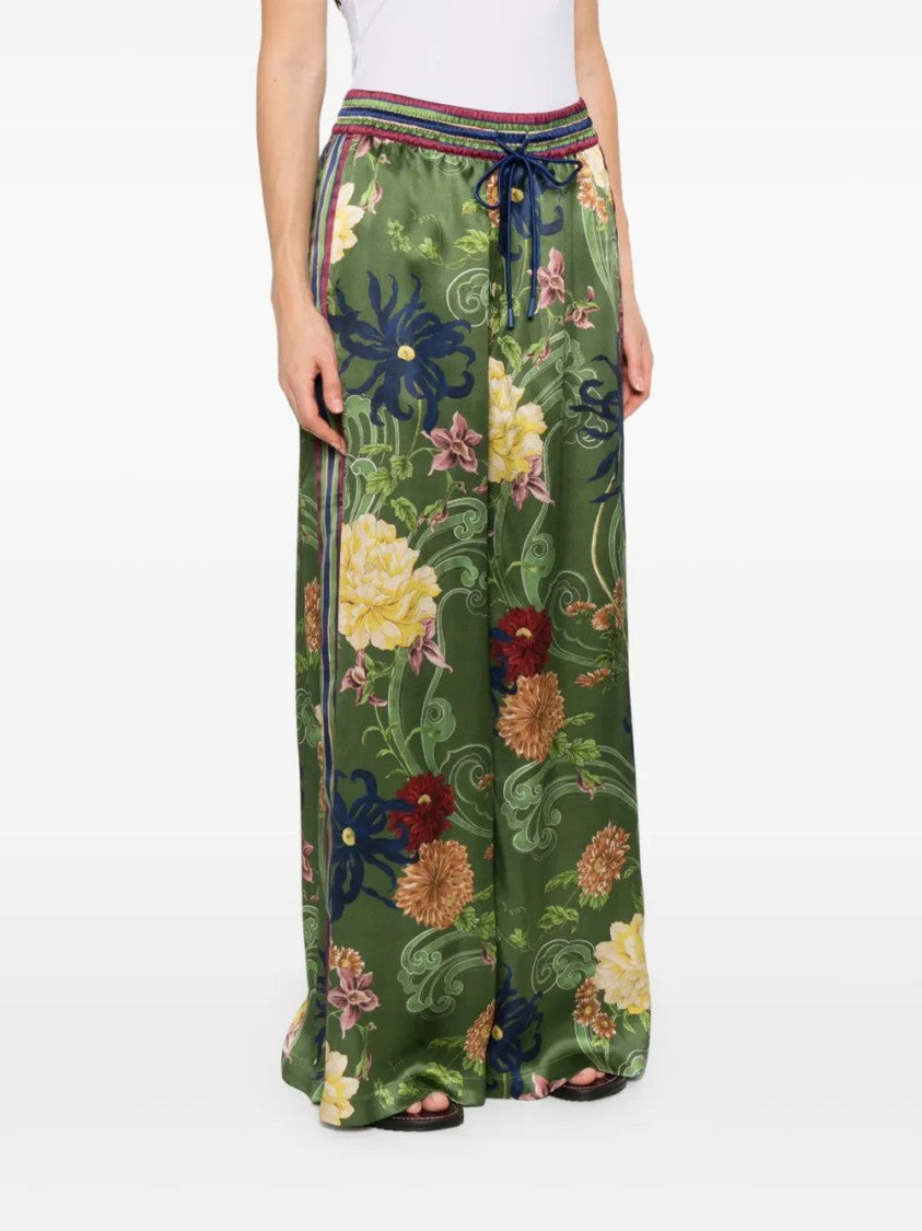 Alemais Wide Leg Floral Print Silk Avery Trousers